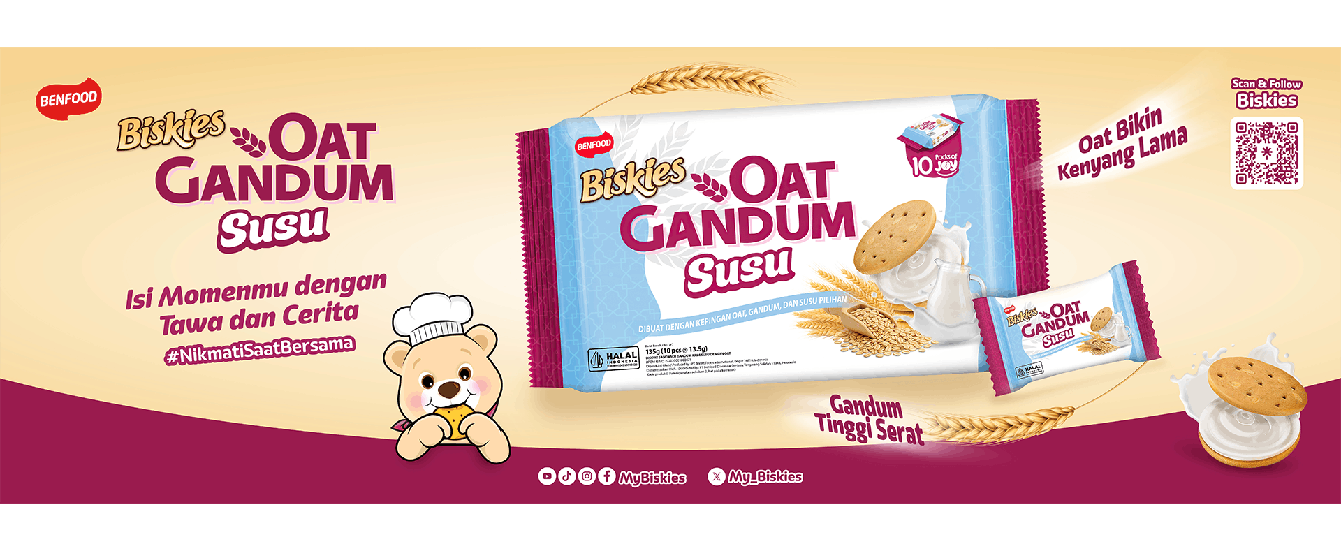 Biskies Oat Gandum Susu